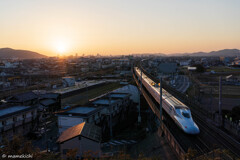Sunset and the Shinkansen